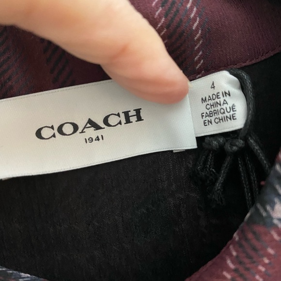 Coach Silk Red Plaid Asymmetrical Size 4 Mini Dress - Picture 6 of 10